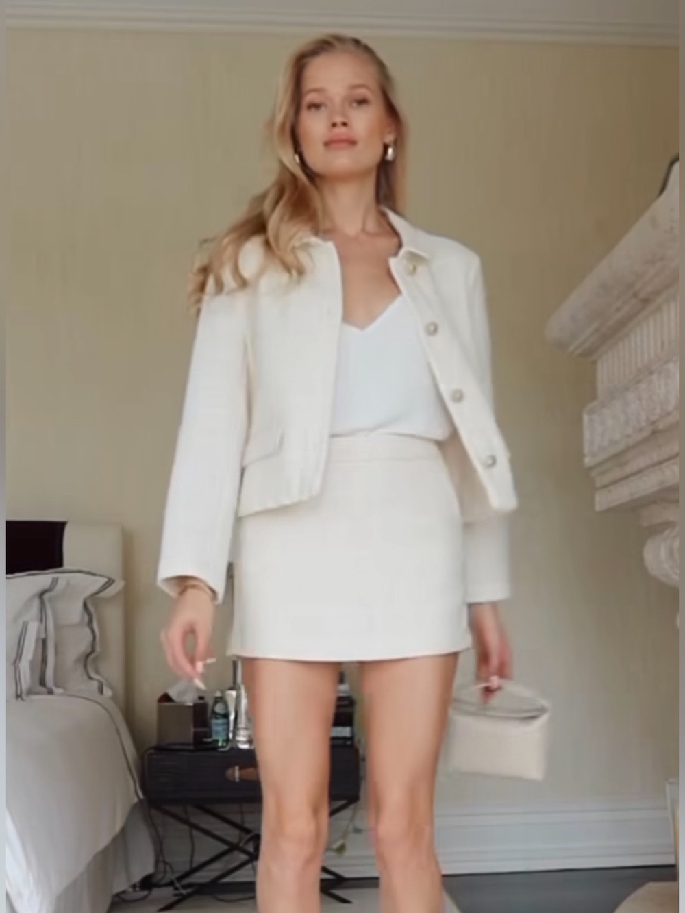 Zara Cream Textured Mini Skort